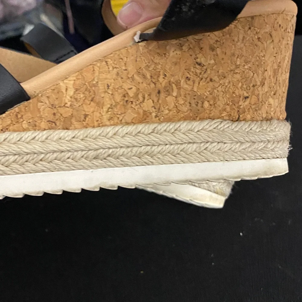 Report ELLA Black Espadrille Wedge cork and Jute‎ wo size 8.5 Sandals. GUC CLEAN